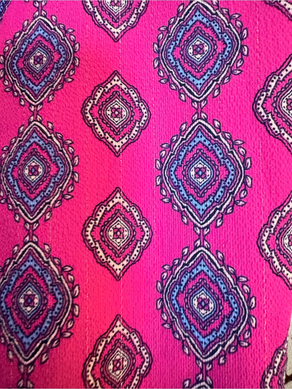 Ruby Rd. Magenta Printed Peasant Tunic with Tassel Tie - Picture 5 of 11